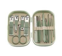 Ensemble de 14 coupe-ongles en acier inoxydable pour usage domestique, dédié à la manucure et à la pédicure, comprenant un coupe-ongles, des cure-oreilles, vert clair