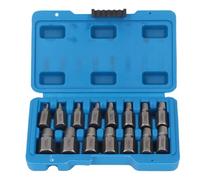 Ensemble de 15 extracteurs de vis, kit d’extraction de boulons à tête hexagonale facile à retirer, extracteur de vis endommagées ou cassées en acier Cr-Mo avec filetage à gauche,