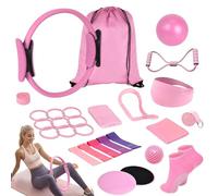 Ensemble de 15 pièces pour pilates, pilates, kit essentiel avec balle de yoga, anneau de pilates, bande de résistance, sangle de yoga, chaussettes de préhension pour pilates, kit pour la maison, pour
