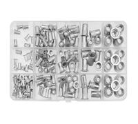 Ensemble de 150 écrous for riveter filetés for tête plate + pistolet for riveter + 5 mandrins for riveter for écrous, kit d'outils manuels de réparation M3/M4/M5/M6/M8(Black tool)