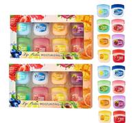 Ensemble de 16 baumes à lèvres, 8 mini baumes à lèvres hydratants aux saveurs fruitées, formule végétalienne naturelle et biologique pour réparer les lèvres gercées, soin nourrissant en profondeur