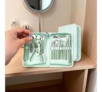 Ensemble de 16 coupe-ongles, manucure et pédicure avec étui à fermeture | 16 outils de toilettage de précision en acier inoxydable résistant à la rouille, pince à bec d'aigle pour ongles incarnés