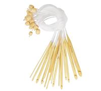 Ensemble de 16 Crochets en Bambou de 15cm par Curtzy - Kit Idéal pour Crocheter Différents Motifs, Projets de Dentelle, Napperons & Vêtements de bébés - Tailles 2-12mm Avec Câble en Plastique