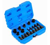 Ensemble de 16 Douilles pour Étriers de Frein à Percussion COSTWAY à Cliquet 1/2 pour BMW/AUDI/Porsche Stockage Facile