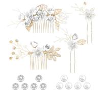 Ensemble de 16 peignes de mariée avec pinces à cheveux en perles, dont 6 grandes et 6 petites perles, pinces à cheveux classiques pour mariée et demoiselles d'honneur (blanc)