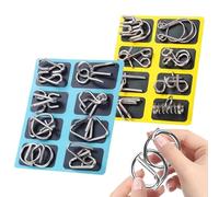 Ensemble de 16 pièces en fil de métal, jouet éducatif de défi mental, collection de 16 pièces avec formes torsadées, jeu de test d'intelligence en acier avec mise au point PE