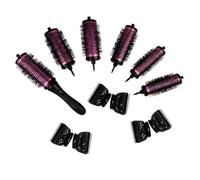 Ensemble de 18 brosses rondes, brosse soufflante avec tube en céramique et aluminium, plusieurs tailles, Rose rouge