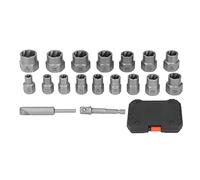 Ensemble de 18 extracteurs de vis, outil de démontage de boulons cassés, kit d’extraction pour écrous et vis endommagés avec boîte de rangement, extracteurs en acier au