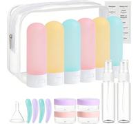Ensemble de 19 pièces de flacons de toilette de voyage, accessoires de voyage rechargeables et portables, conformes à la TSA, flacons de voyage étanches pour shampooing, après-shampooing, lotion et au