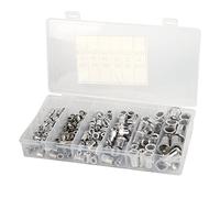 Ensemble de 190 écrous à rivet en aluminium, kit d’inserts à rivet filetés à tête plate, assortiment d’écrous Nutsert anti-rouille, non déformés, faciles à installer, avec boîte de