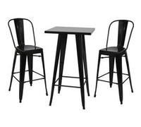 Ensemble De 1x Table Haute + 2x Tabouret De Bar Hwc-A73, Métal Noir Multicolore