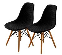 Ensemble de 2/4/6 Housses Extensibles pour chaises de Salle à Manger Modernes, Housse de Chaise Style Coquillage mi-siècle, Housses de chaises d'appoint rembourrées (Noir, 2 pièces)