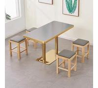 Ensemble de 2 5 pièces avec tabouret carré en bois massif et table à manger en marbre pour salle à manger moderne, style ferme, avec pieds en métal robuste, idéal pour cuisine, appartement, maison et