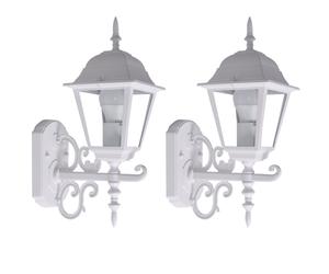 Ensemble de 2 antique de verre blanc lanternes maison mur éclairage style jardin spot ALU noir E27