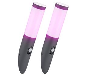 Ensemble de 2 appliques murales d'extérieur avec application de commande vocale et lampes de jardin à capteur dimmable dans un ensemble comprenant des lampes à LED RVB