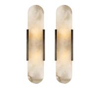Ensemble de 2 appliques murales en albâtre, éclairage moderne effet marbre pour chambre, ampoule LED G4 blanc chaud 3000K, support en fer, décoration intérieure minimaliste pour couloir, salon, sall