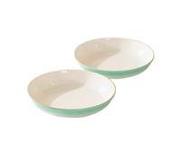 Ensemble De 2 Assiettes Creuses En Céramique Verte À Relief De 20 Cm For Pâtes, Salades, Plats Principaux, Lavable Au Lave-vaisselle