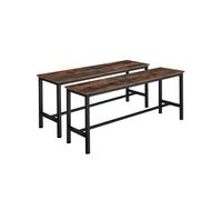 BANC - TECTAKE - Ensemble de 2 bancs FAIRFIELD en Bois et acier 108 x 325 x 50 cm - Bois Foncé