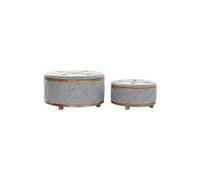 Ensemble de 2 banquettes Coffres en bois coloris gris clair --