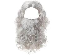 Ensemble de 2 Barbes et Perruques de Père Noël pour Homme, Longue Barbe Magicien avec Sangle réglable, Perruque Père Noël Respirante, réutilisable pour fête, Style 1