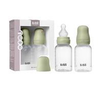 Ensemble de 2 biberons BIBS d’une capacité de 150 ml avec tétine en silicone - fonction anti-colique, sans bisphénol A, tétine ronde, débit lent, convient aux nouveau-nés - Sage