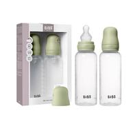 Ensemble de 2 biberons BIBS d’une capacité de 270 ml avec tétine en silicone - fonction anti-colique, sans bisphénol A, tétine ronde, débit moyen, convient aux nouveau-nés - Sage