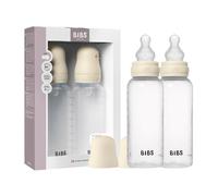 Ensemble de 2 biberons BIBS d’une capacité de 270 ml avec tétine en silicone - fonction anti-colique, sans bisphénol A, tétine ronde, débit moyen, convient aux nouveau-nés - Ivory