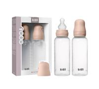 Ensemble de 2 biberons BIBS d’une capacité de 270 ml avec tétine en silicone - fonction anti-colique, sans bisphénol A, tétine ronde, débit moyen, convient aux nouveau-nés - Blush