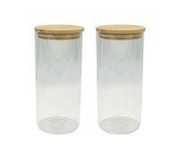 Ensemble de 2 Boites de conservation en verre 2 litres avec couvercle en Bambou Eco Friendly Fackelmann
