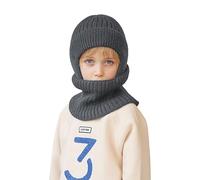 Ensemble de 2 Bonnet Écharpe d'Hiver Enfant Bonnet et Tour de Cou en Tricot avec Doublure Polaire Ensemble Cache-Cou Doux et Chaud Ensemble d'Accessoires d'Hiver pour Fille Garçon 6-10 Ans, Gris