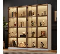 Ensemble de 2 buffets avec éclairage LED 16 couleurs,avec portes battantes et étagères mobiles, 80*40*160 cm-HAUSS SPOLE