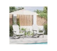 Ensemble de 2 chaises Adirondack Blanc HDPE Design à lames Résistantes aux intempéries Sièges extérieurs élégants 3335826