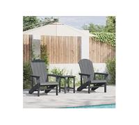 Ensemble de 2 Chaises Adirondack Gris Clair HDPE Moderne Résistant aux Intempéries Sièges pour Balcon Patio Jardin 3335829