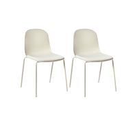 Ensemble de 2 Chaises Conférence Fer Plastique Siège Polyester Beige Clair Dorr