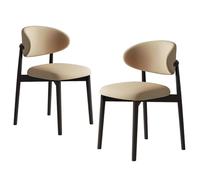 Ensemble de 2 chaises de Cuisine en Faux Cuir, chaises de Salle à Manger rembourrées du Milieu du siècle avec Dossier et Jambes en Acier en Carbone pour Salle à Manger, vanité