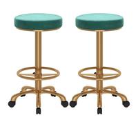 Ensemble de 2 chaises de dessinateur avec Dossier, Repose-Pieds réglable, Tabouret à roulettes, Chaise de Bureau multifonctionnelle, Coussin d'assise épais for la Maison, Le Bar(Green)