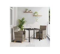 vidaXL Ensemble de 2 chaises de jardin avec coussins en poly rotin gris, parfaites pour un coin repas extérieur moderne 3381072 Gris