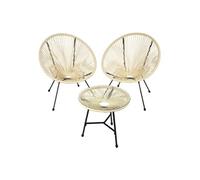 Ensemble de 2 chaises de jardin avec table style acapulco rétro beige