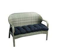 Ensemble de 2 chaises de jardin en osier avec coussins épais - 130 x 50 cm - Noir