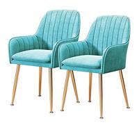 Ensemble De 2 Chaises De Salle À Manger en Velours Chaise De Cuisine Rembourrée avec Accoudoir Pieds en Métal Canapé Fauteuil pour Salon De Réception De Restaurant À La Maison (Couleur : Ble