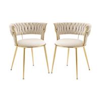 Ensemble de 2 Chaises de Salle à Manger en Velours Doux - Sièges Confortables à Garnissage Épais avec Dossier Moderne en Forme de Doigts et Accoudoirs, Parfaites pour Salle à Manger, Salon, Salle de M