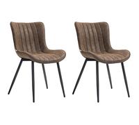 HOMCOM Lot de 2 chaises Salle à Manger Chaise de Cuisine Moderne en revêtement synthétique avec Design capitonné et Pieds en métal, pour Salon, Salle à Manger, Chambre à Coucher, Marron