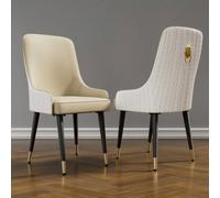 Ensemble de 2 chaises de salle à manger : Luxurious Upholstered Dining Room Chairs High Tufted Back Lion Head Pull Ring Kitchen Microfiber Silicone Leather Dining Chairs [Tissu en cuir microfibre haut