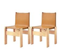 Ensemble de 2 Chaises de Salle à Manger Modernes, Chaises de Salle à Manger en Cuir Huilé et Ciré du Milieu du Siècle, Chaises d’Appoint en Bois Sans Accoudoirs avec Cadre en Bois Massif(K,2PCS)