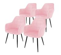 Lot de 4 Chaises de Salle à Manger - Assise Siège Rembourrée en Velours -