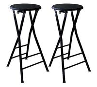 Ensemble de 2 chaises de tabouret de bar pliantes de 28 pouces (noir, blanc), hauteur pliée: 37,4 ", chaise haute ronde de cuisine for le petit déjeuner, tabourets de bar modernes à hauteur de comptoi