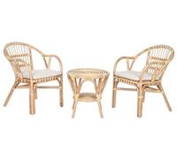 Ensemble de 2 chaises et 1 table en bois de rotin coloris naturel