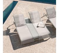 Ensemble De 2 Chaises Longues Inclinables Et Table D'appoint En Acier Marietta Blanc Gardenia Blanc