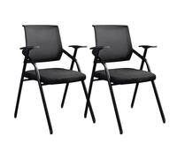 Ensemble de 2 chaises Pliantes empilables pour Salle d'attente, Bureau et conférence - Chaises de réception en Maille avec accoudoirs - Sièges visiteurs ergonomiques Gris