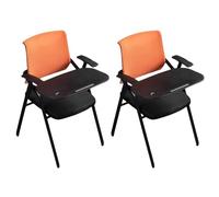 Ensemble de 2 chaises Pliantes empilables pour Salle d'attente, Bureau et conférence - Chaises de réception en Maille avec accoudoirs - Sièges visiteurs ergonomiques Gris